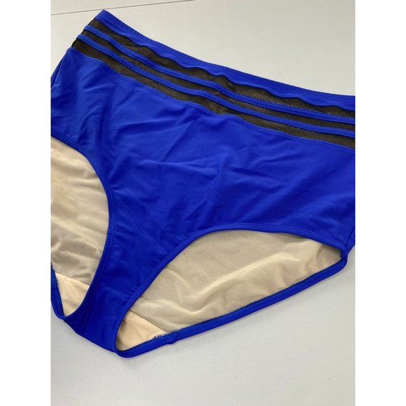 Cacique swim women's plus size 18 blue‎ high rise mesh panel swim bottoms - Picture 2 of 7